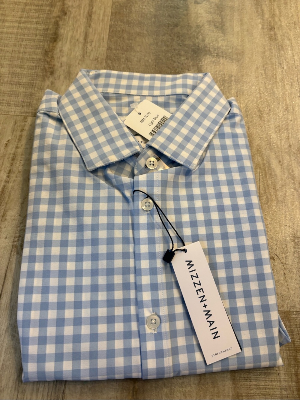 Mizzen & Main Blue and White Plaid Longsleeve Hampton Button Down XL Standard